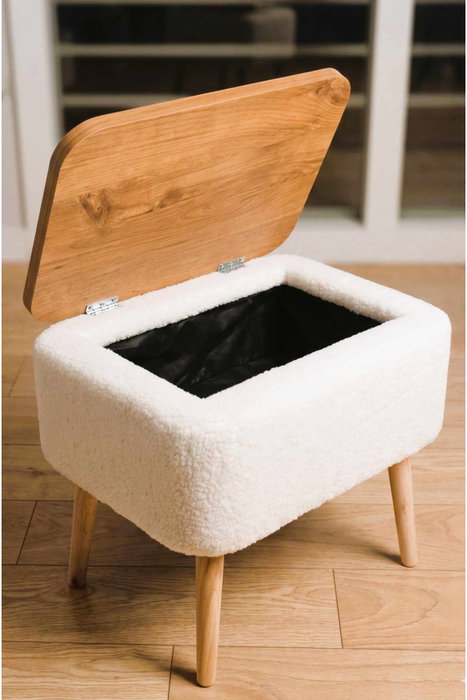 Hanah Home Mesita de Noche Blanco y Natural